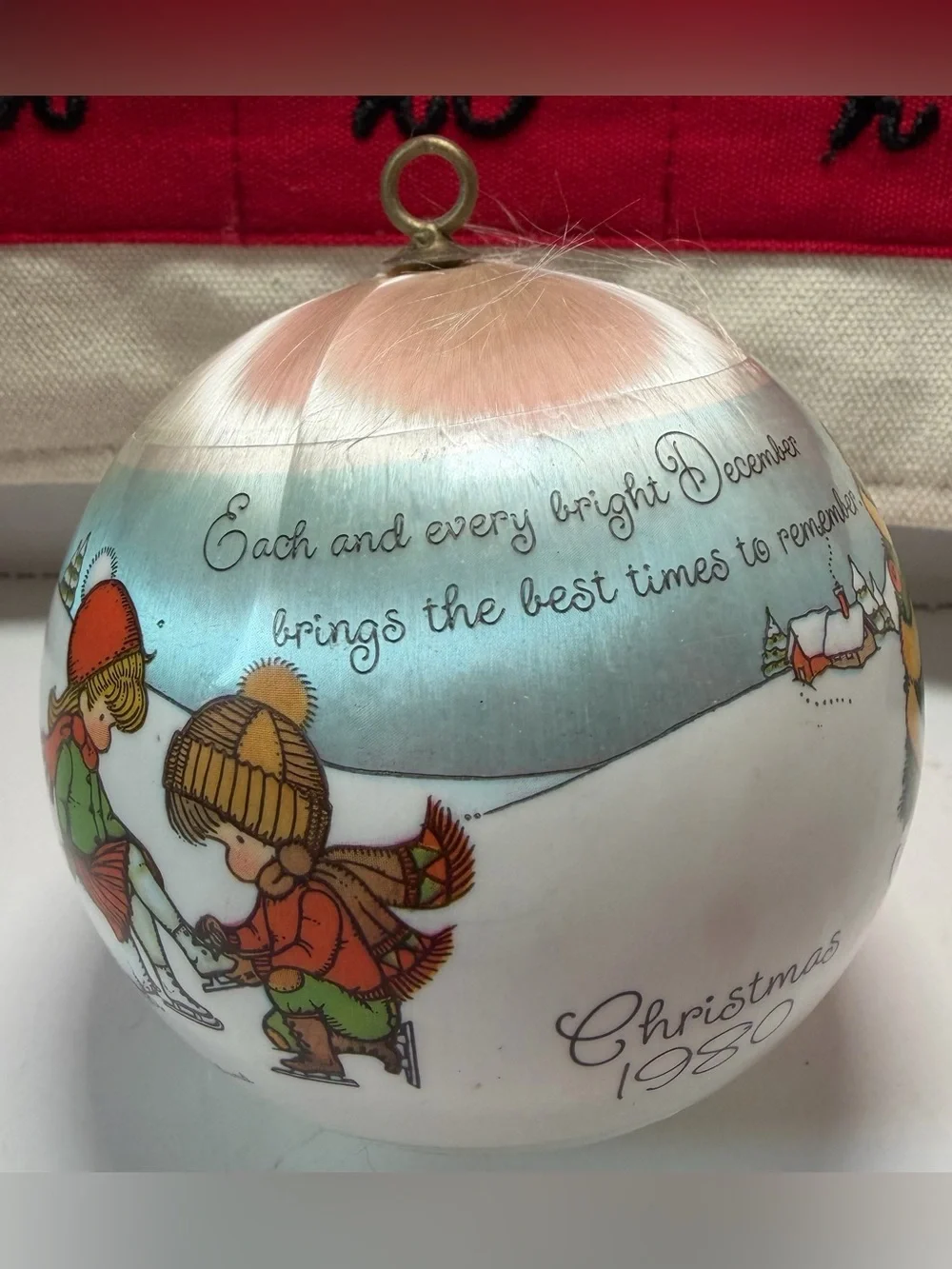 JOAN WALSH ANGLUND•Christmas 1980- satin ball ornament-